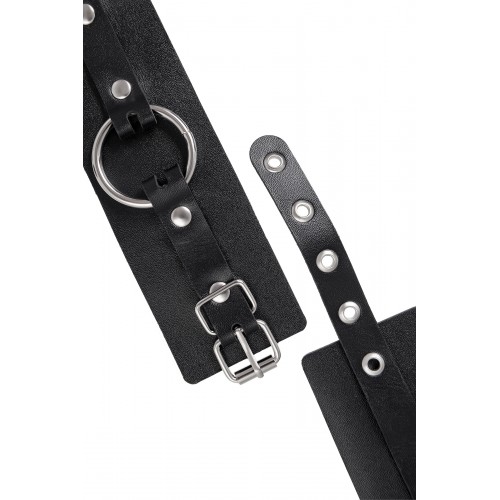 Наручники Pecado BDSM, из толстой кожи с люверсами, натуральная кожа, чёрные