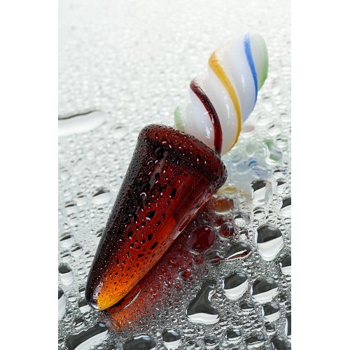 Двусторонний фаллоимитатор Sexus Glass, стекло, янтарно-разноцветный, 16 см