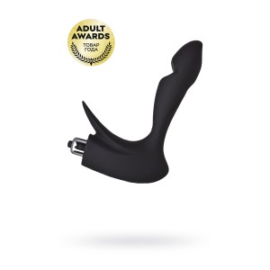 Стимулятор простаты Erotist First, силикон, чёрный, 14,4 см (иной угол)