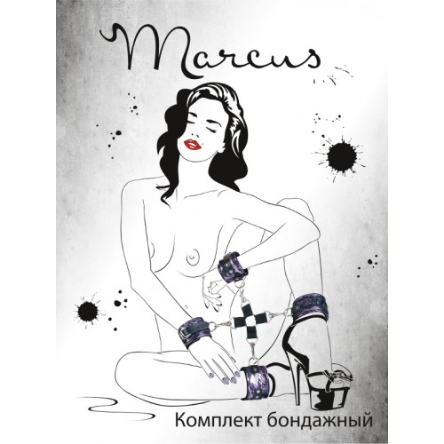 Кружевной бондажный комплект TOYFA Marcus (сцепка, наручники и оковы), розовый