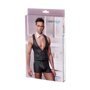 Костюм джентльмена Candy Boy (жилет, трусы, воротник), черно-белый, OS (иной угол)