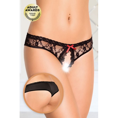 Трусики кружевные открытые SoftLine Collection, черный, S/M