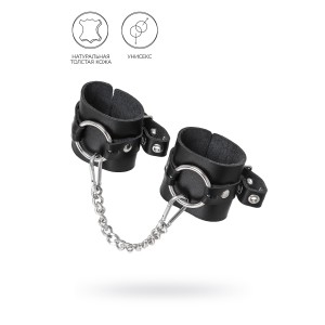 Наручники Pecado BDSM, из толстой кожи с люверсами, натуральная кожа, чёрные (иной угол)