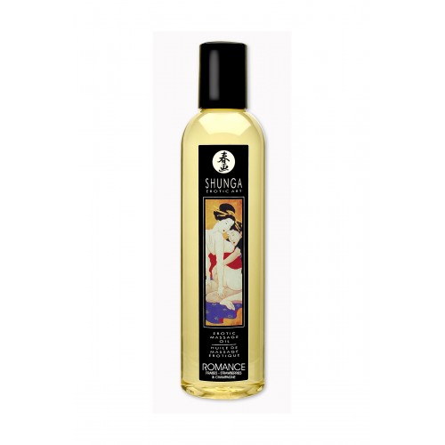 Масло для массажа Shunga Romance, натуральное, возбуждающее, с ароматом клубники и шампанского, 250 мл