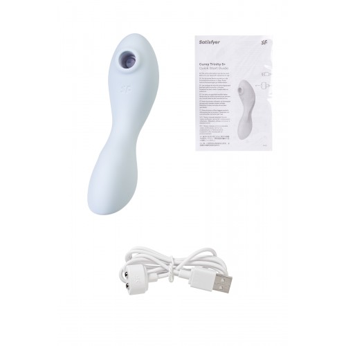 Вакуумный стимулятор клитора Satisfyer Curvy Trinity 5+, голубой