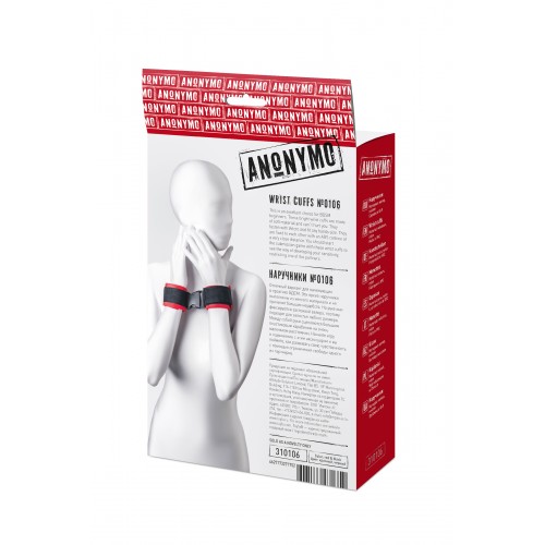 Наручники Anonymo #0106, велюр, красные, 24 см