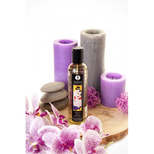 Масло для массажа Shunga Romance, натуральное, возбуждающее, с ароматом клубники и шампанского, 250 мл