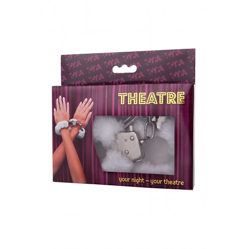 Наручники TOYFA Theatre, меховые, белые, 28 см.