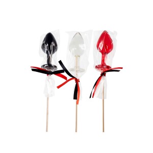 Леденец Sosuчki, «Анальная втулка большая Pina colada», прозрачный 47гр. (иной угол)