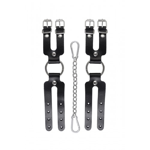 Наручники-браслеты Pecado BDSM, из двух ремешков, натуральная кожа, чёрные