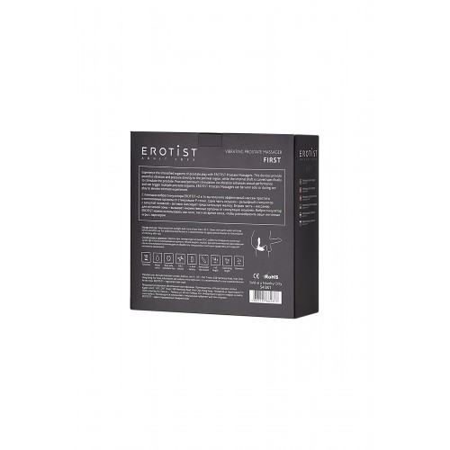 Стимулятор простаты Erotist First, силикон, чёрный, 14,4 см