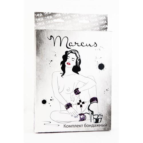 Кружевной бондажный комплект TOYFA Marcus (сцепка, наручники и оковы), розовый