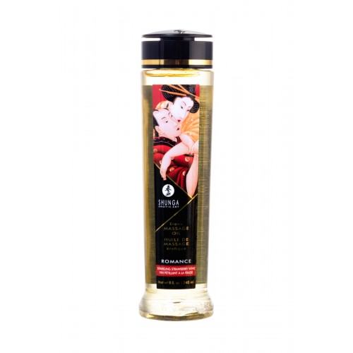 Масло для массажа Shunga Romance, натуральное, возбуждающее, с ароматом клубники и шампанского, 250 мл