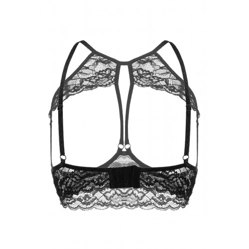 Эротический бралетт Erolanta Sandra с открытой грудью кружевной, черный (42-44)
