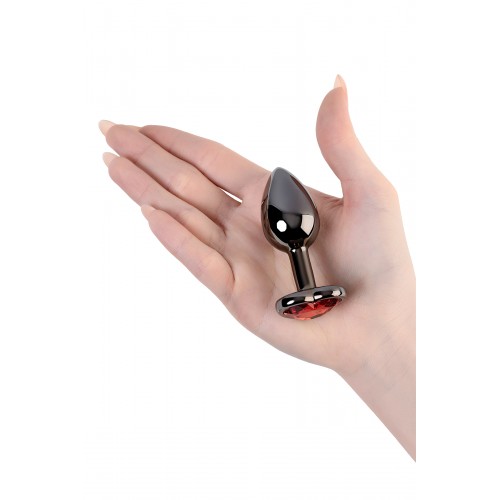 Анальный страз Metal by TOYFA, металл, темно-серебристый, с кристаллом цвета рубин, 7 см, Ø 2,7 см,