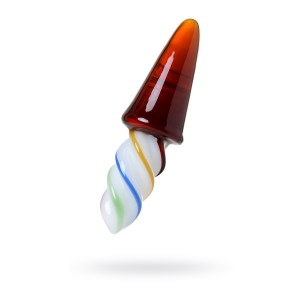 Двусторонний фаллоимитатор Sexus Glass, стекло, янтарно-разноцветный, 16 см Двусторонний фаллоимитатор Sexus Glass, стекло, янтарно-разноцветный, 16 см (иной угол)