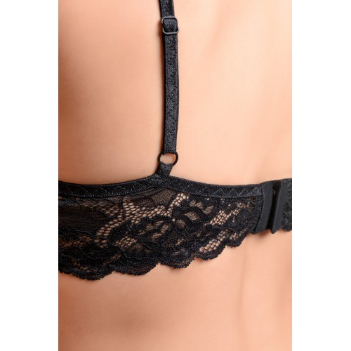 Эротический бралетт Erolanta Sandra с открытой грудью кружевной, черный (42-44)