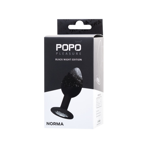 Анальная пробка POPO Pleasure by TOYFA со стразом S, силикон, черная, 2,8 см, 25 г
