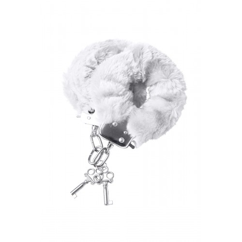 Наручники TOYFA Theatre, меховые, белые, 28 см.