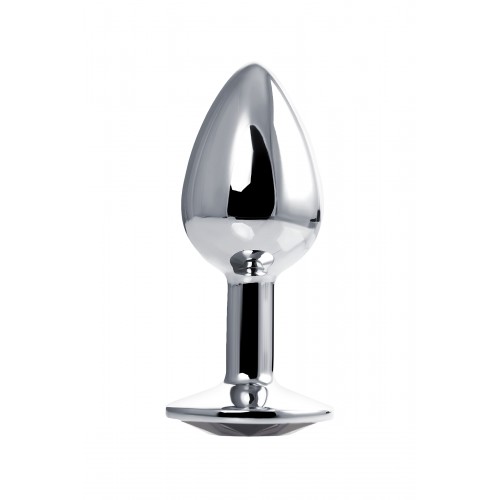 Анальная втулка Штучки-Дрючки, серебряная, с чёрным кристаллом, Ø 2,5 см, 48 г