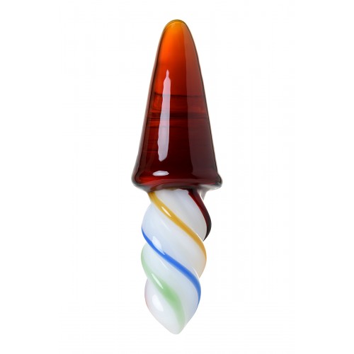 Двусторонний фаллоимитатор Sexus Glass, стекло, янтарно-разноцветный, 16 см
