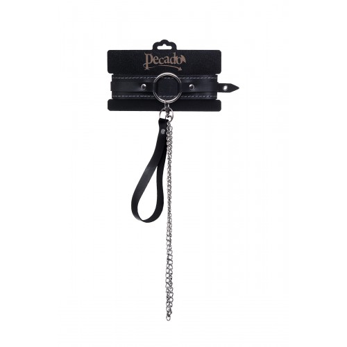 Ошейник-чокер Pecado BDSM, натуральная кожа, черный