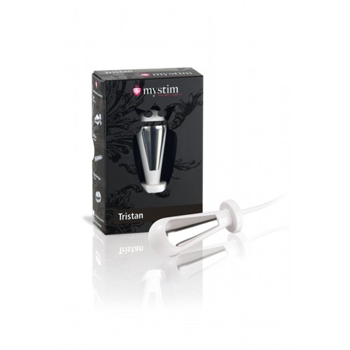 Анальная пробка Mystim Tristan, электростимуляция, пластик, белый, 7,5 см, Ø 3 см