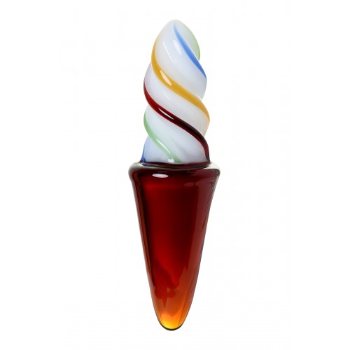 Двусторонний фаллоимитатор Sexus Glass, стекло, янтарно-разноцветный, 16 см