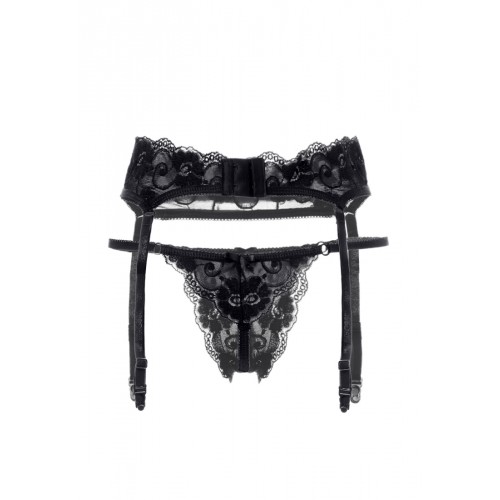 Комплект Erolanta Tatyana: пояс для чулок и стринги, чёрный (42-44)