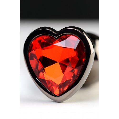 Анальный страз Metal by TOYFA, металл, темно-серебристый, с кристаллом цвета рубин, 7 см, Ø 2,7 см,