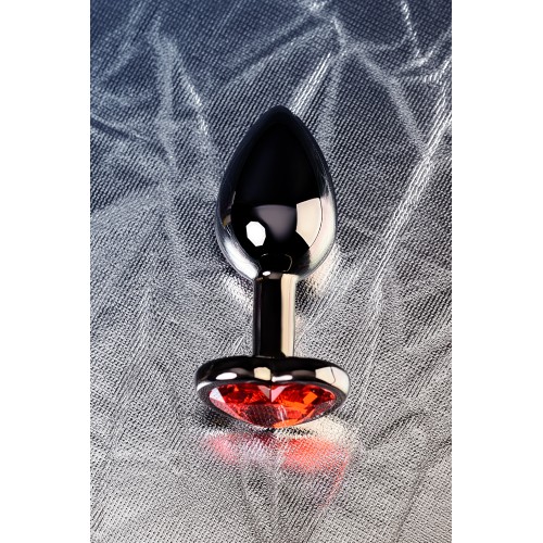 Анальный страз Metal by TOYFA, металл, темно-серебристый, с кристаллом цвета рубин, 7 см, Ø 2,7 см,