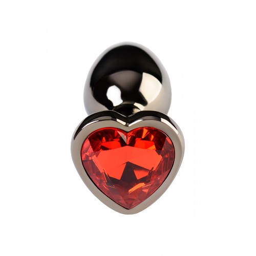 Анальный страз Metal by TOYFA, металл, темно-серебристый, с кристаллом цвета рубин, 7 см, Ø 2,7 см,