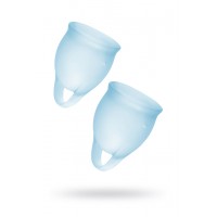 Менструальная чаша Satisfyer Feel Confident, 2 шт в наборе, силикон, голубой