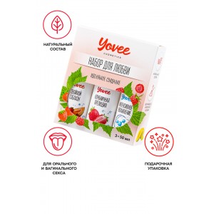 Набор гелей-смазок Yovee для любви (721004+721008+721052), вкус(клубн+клубн/дыня)+увл(гиалур),3х50мл