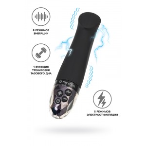 Вибратор Mystim Right on Ron с электростимуляцией,силикон, черный, 16,5 см