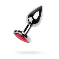 Анальный страз Metal by TOYFA, металл, серебристый, с кристаллом цвета рубин, 7 см, Ø 2,7 см, 50 г