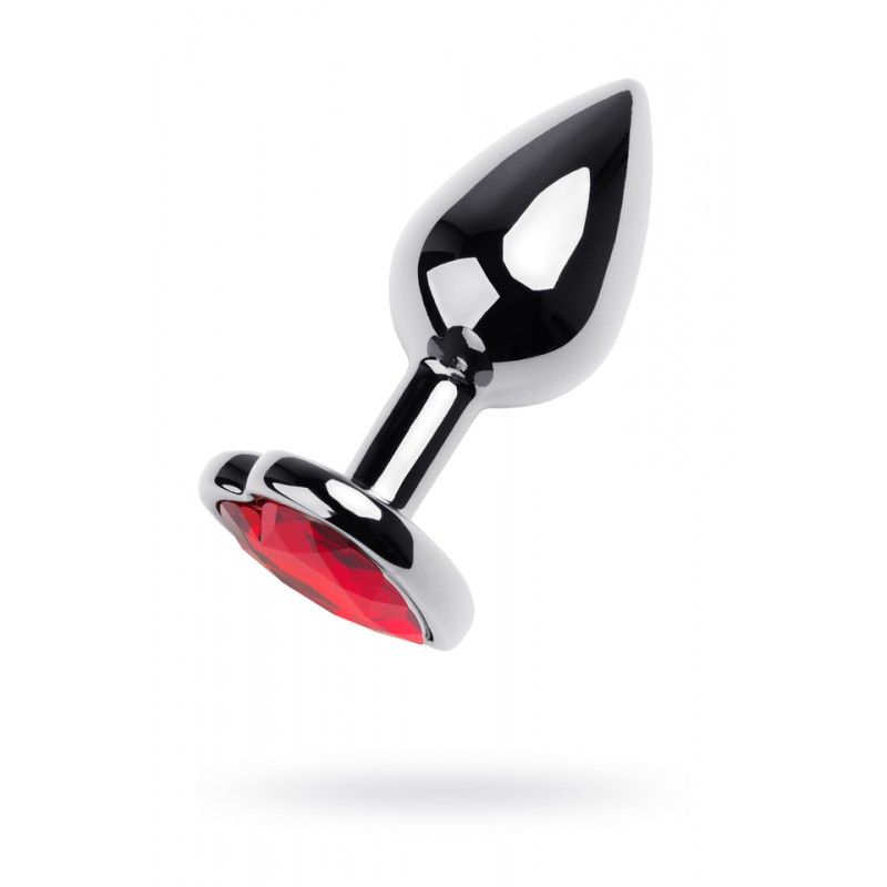 Анальный страз Metal by TOYFA, металл, серебристый, с кристаллом цвета рубин, 7 см, Ø 2,7 см, 50 г