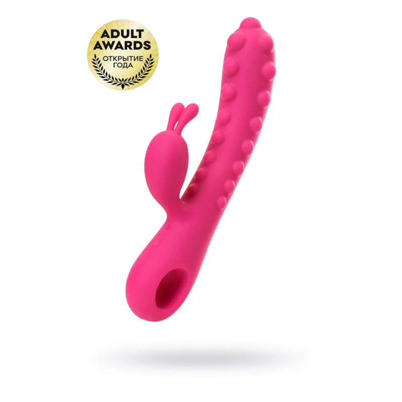 Вибратор с клиторальным стимулятором KOKOS SMON, силикон, розовый, 23 см, Ø 3,5 см