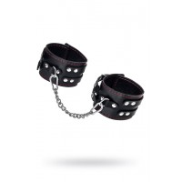 Оковы с двумя ремнями и черной подкладкои Pecado BDSM, натуральная кожа, черные