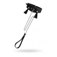 Ошейник высокий с кисточками Pecado BDSM, натуральная кожа, черный