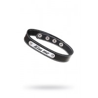 Чокер Штучки-Дрючки «Kiss me» с белой строчкой, кожанный, черный