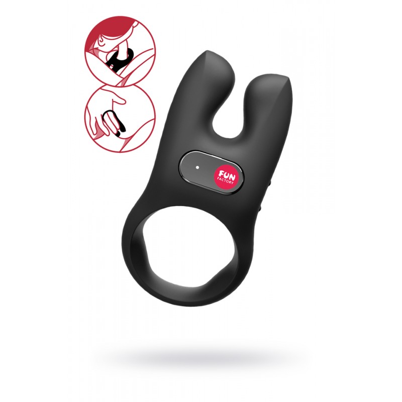 Кольцо эрекционное Fun Factory NOS с вибрацией, силикон, черное, 8 см