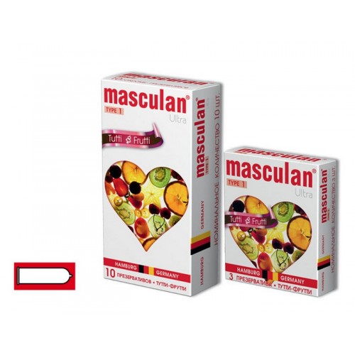 Презервативы Masculan Ultra 1,  3 шт.  Тутти-Фрутти (Tutti-Frutti)  ШТ