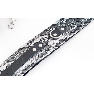 Кружевной бондажный комплект TOYFA Marcus (сцепка, наручники и оковы), серебряная (иной угол)