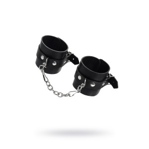Наручники Pecado BDSM, однослойные натуральная кожа, черные (иной угол)
