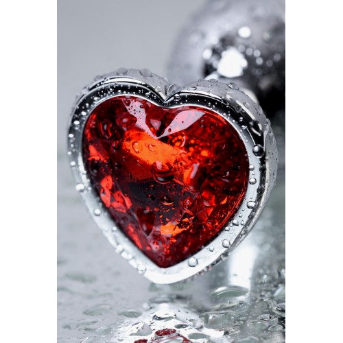 Анальный страз Metal by TOYFA, металл, серебристый, с кристаллом цвета рубин, 7 см, Ø 2,7 см, 50 г