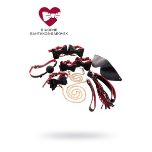 Бондажный набор Toyfa Theatre Bow-tie, PU-кожа, черный (иной угол)