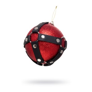 Новогодний шар Pecado BDSM, с клепками, матовый, красный, 10 см (иной угол)