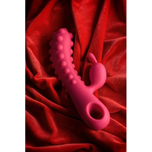 Вибратор с клиторальным стимулятором KOKOS SMON, силикон, розовый, 23 см, Ø 3,5 см