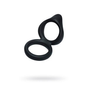 Двойное эрекционное кольцо на пенис Levett Victor, силикон, чёрное (иной угол)